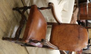 An oak and leather chair