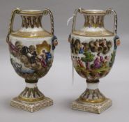 A pair of Ginori vases, height 17cm (one a.f.)