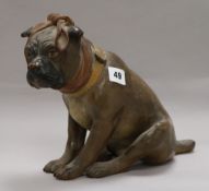 A painted terracotta dog height 23cm