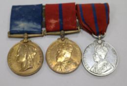 A Victoria to Geo V. police group of three medals to P.C. J. Woodhouse