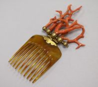 A coral hair comb