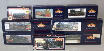 Five Bachmann BR livery 00 gauge locomotives and two diesel shunters; 31-776, 31-406, 32-252, 32-