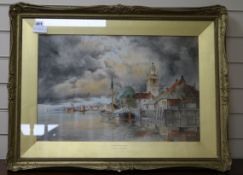 Louis Van Straten, pair of watercolours, Near Rotterdam, and Haarlem, signed, 15.5 x 23.5in.