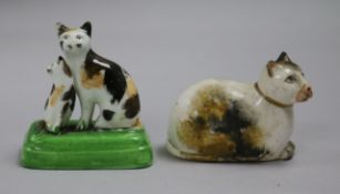 Two Staffordshire bone china cats