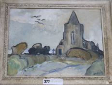 Lilian Colbourn (1897-1967), oil on canvas, "Church, Lythe", signed, Berkeley Galleries label verso,