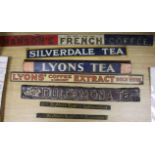Seven coffee and tea advertising signs