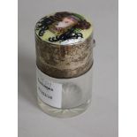 An Edwardian silver and enamel lidded salts jar, import marks for Heinrich Levinger, Birmingham,