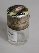 An Edwardian silver and enamel lidded salts jar, import marks for Heinrich Levinger, Birmingham,