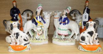 A group of Staffordshire figures tallest 27cm