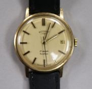 A gentlemen's Rotary 9ct gold wristwatch, 21-jewel Incabloc movement, having champagne dial with