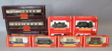 Four Hornby 00 gauge 'Top Link' locomotives; BR 0-6-0ST Class J94 R2094A, BR 0-4-2T Class 14xx