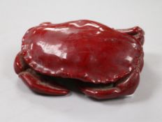 A Doulton flambe crab