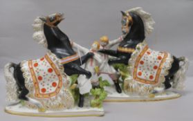 A pair of Russian Lomonosov State Porcelain Factory (LFZ) horse groups