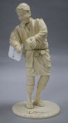 A Japanese sectional ivory figure of a street pedlar, Meiji period, signed, 24.5cm