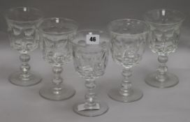 Five wine goblets height 18.5cm