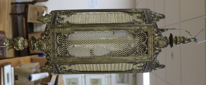 A brass lantern height 81cm