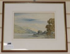 John Callow (1822-1878), watercolour, Highland landscape, initialled verso, 7 x 10.5in.