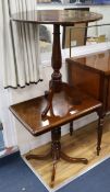 A George III style rectangular topped tea table and a circular topped tea table W.67cm and 75cm