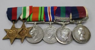 A WW2 LSGC group of six medals to 1435104 P.E.Daniels RAF Acting Sergt.