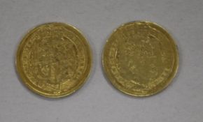 Two George III gold half Guineas