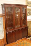 A mahogany triple display cabinet W.150cm