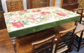 A Victorian style rectangular upholstered stool W.121cm
