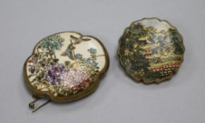 Two Japanese gilt metal and Satsuma brooches. largest 42mm.