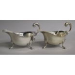 A pair of 1930's silver sauceboats with flying scroll handles, Birmingham, 1937, 4.5 oz.