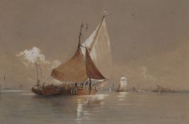 R.T. Pritchett, pair of watercolours, fishing boats off of Venice, signed, 6.5 x 9.75in.