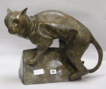 A contemporary bronzed model of a cat height 38cm