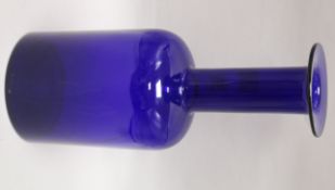 A blue glass vase height 37cm