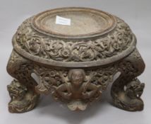 A Burmese carved wood stand height 21cm