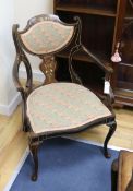Two Edwardian inlaid mahogany armchairs