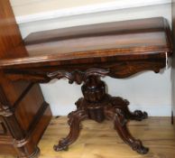 A rosewood card table W.92cm