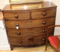 A 19th century mahogany bow-fronted chest of drawers W.107cm
