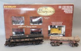 A boxed Bachmann The Prospector G gauge train set and Bachmann and other makers G gauge rolling