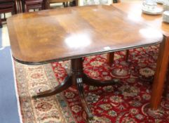 A Regency style banded mahogany height adjustable breakfast / coffee table W.120cm