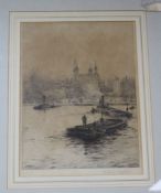 Rowland Langmaid, etching, 'The Tower', signed in pencil, 11 x 8.5in.