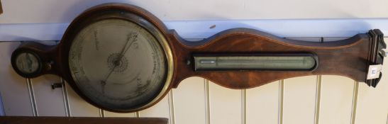 A mahogany wheel barometer W.30cm