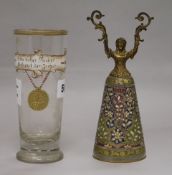 An Austrian glass cup and a wager glass height 18.5cm