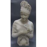 After Houdon. A plaster bust of Madame Reconier height 64cm