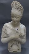 After Houdon. A plaster bust of Madame Reconier height 64cm