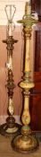 Two Italian painted wood standard lamps W. of both bases 35cm. approx.