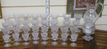 Attributed to Waterford crystal suite of glassware, a ewer and a sweetmeat jar