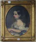 Victorian School, oil on canvas, portrait of a girl, 47 x 37cm