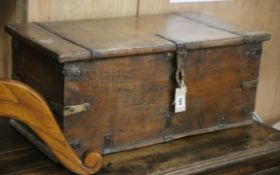An iron bound boarded chest W.71cm