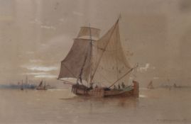 Robert Taylor Pritchett, pair of watercolours, fishing boats off of Venice, signed, 6.5 x 9.75in.