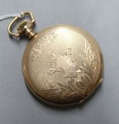 A Waltham gold plated keyless hunter pocket watch