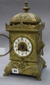 A brass mantel clock height 34cm