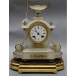 A French alabaster and gilt metal mantel clock overall height 34cm